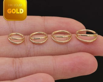 14k Solid Gold Podwójny Rząd Zawiasów Hoop Danity Cartilage Ring Nose Ring Daith Conch Helix Złoty Piercing Podwójny Rząd Septum Biżuteria 16g