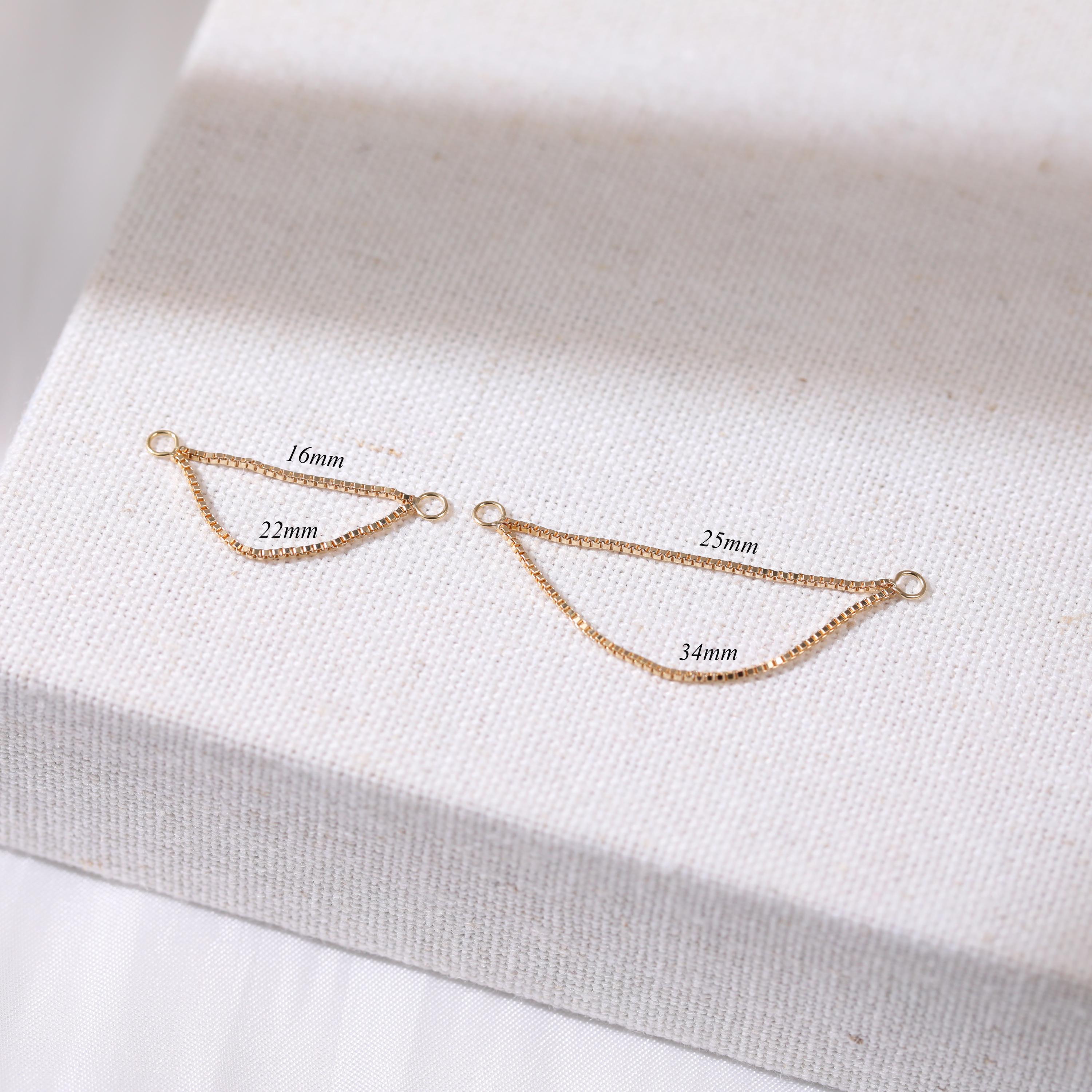 Piercing Box Thing 14K Solid Gold Double Box Chain Attachment Delicate Dainty Chain ...
