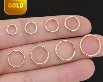 14K Solid Gold Hinged Cartilage Hoop Tragus Helix Conch Hoops Earring Gold Huggie Hoop Nose Ring Gold Earring Piercing 16g 18g