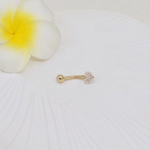 14k Solid Gold Heart Shape Belly Button Ring Heart Navel Piercing Cz Stone Threaded Navel Gold Belly Ring Barbell Piercing Jewelry 14g image 8