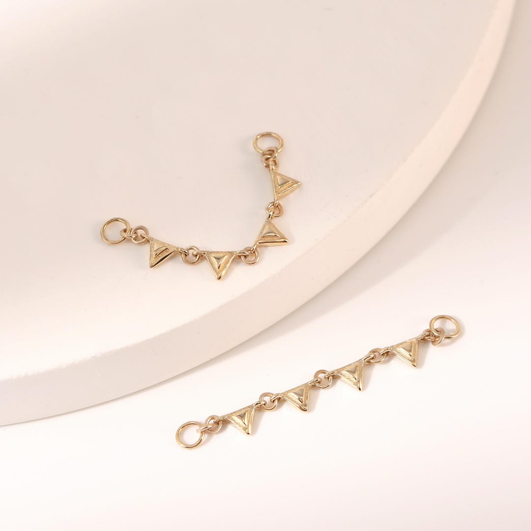 Gold Triangular Chain 14k Solid Gold Dangle Triangle Chain Attachment Pennant Flags Chain ...