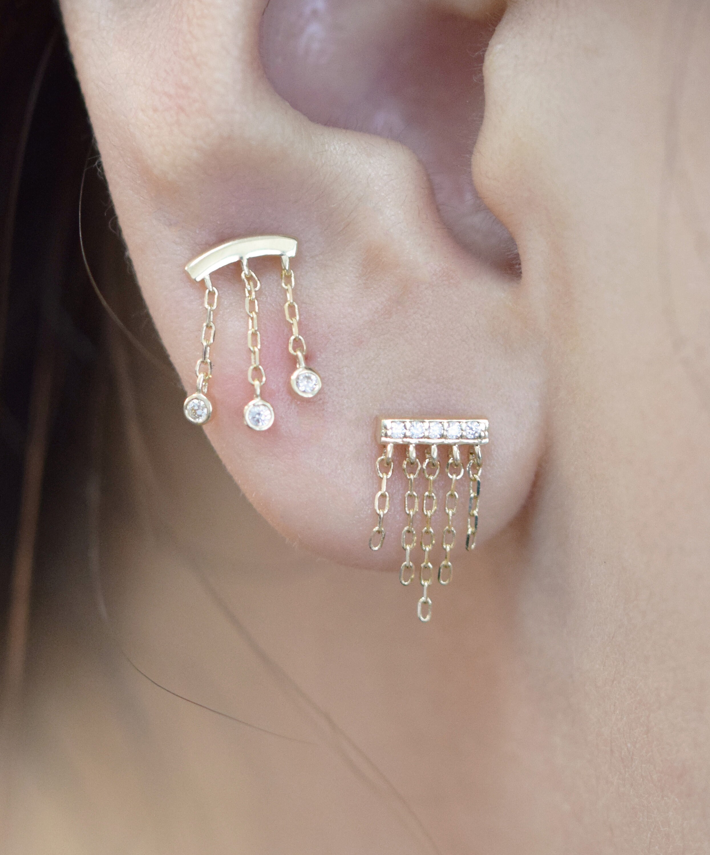 ピアス wing bling 14k Arista gold bar earrings Promotional Super Hot New Design Wing Bling 14K Gold