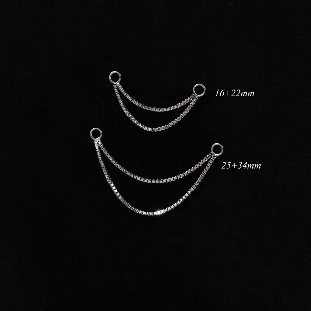 Piercing Box Thing 14K Solid White Gold Double Box Chain Attachment Delicate Dainty Chain ...