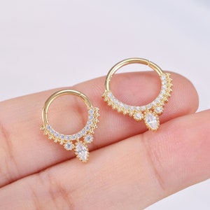 14K Solid Gold Septum Daith Earring Hoop Brilliant Gold Septum Ring Cartilage Hoop Tragus Hoop Helix Conch Hoop Rook Piercing Hoop Nose Hoop