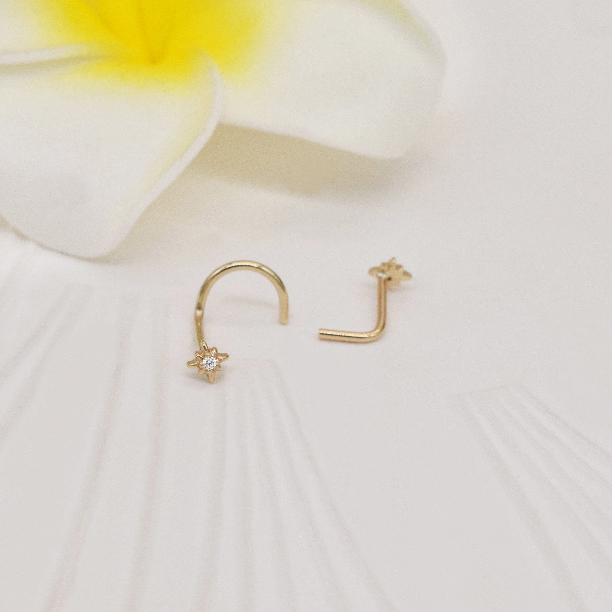 14k Solid Gold Star Nose Stud Star Nose Ring Nose Stud Screw Etsy Canada