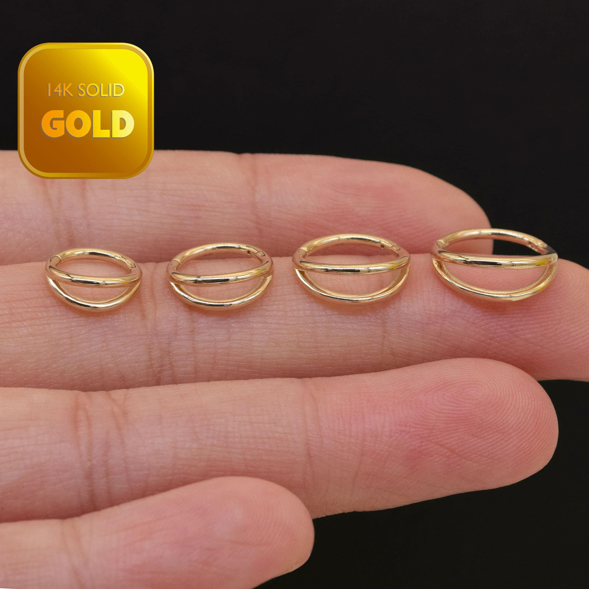 14k Gold Polished Hoop Earrings – 0.5 Inch Diameter Real Gold Hoops For Women, Snap-Back Closure - View #10