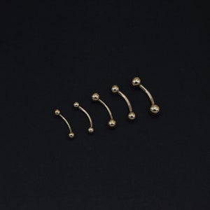 14k Solid Gold Belly Button Ring Navel Piercing Round Two balls Bar bell Threaded Bar bell Rook Piercing Eyebrow Piercing 18g 16G 14g image 5