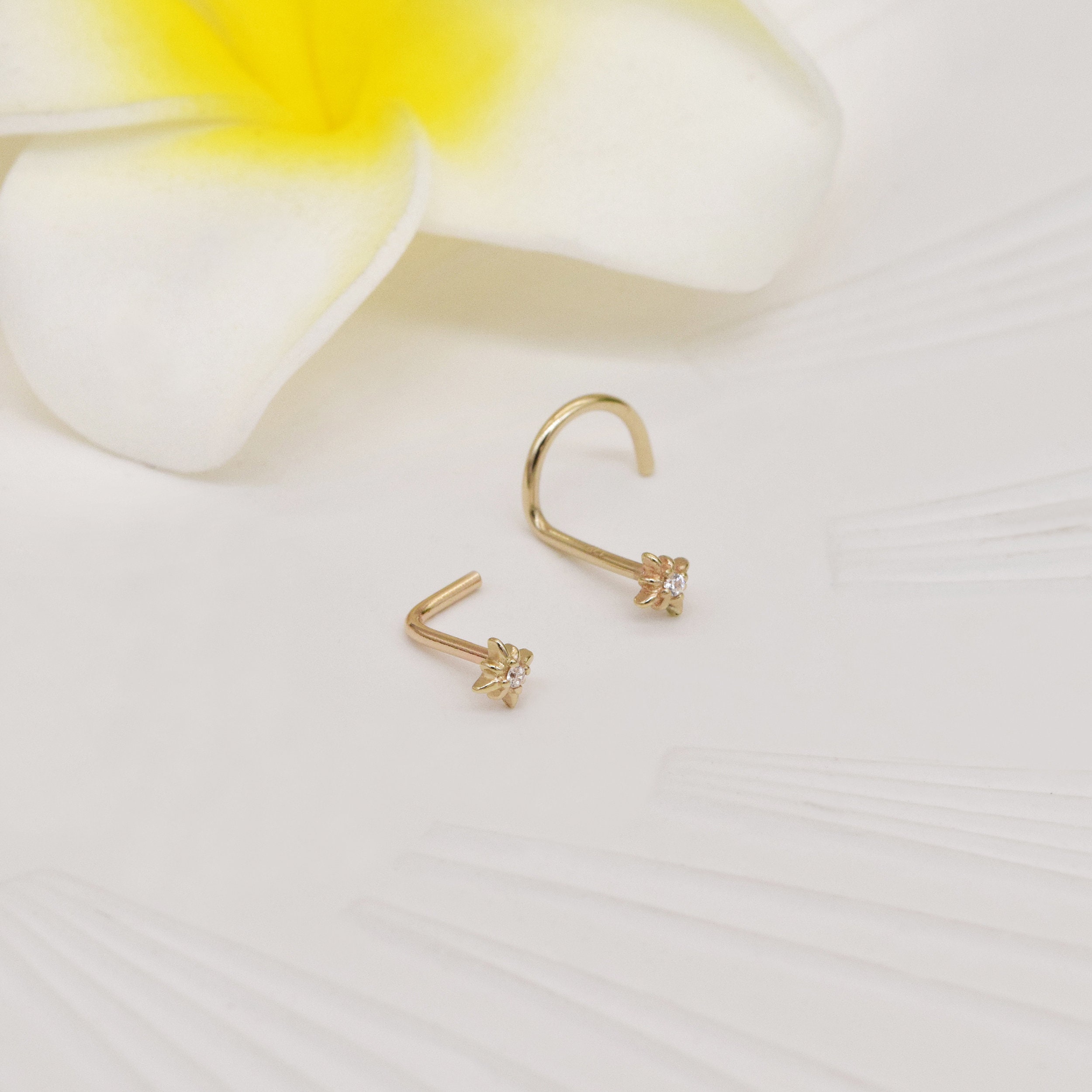 14k Solid Gold Star Nose Stud Star Nose Ring Nose Stud Screw Etsy Canada