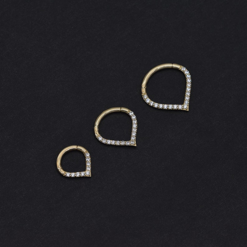 Anneau de septum en forme de V en or massif 14 carats, boucle d'oreille Tragus, piercing du cartilage, anneau de Daith, boucle d'oreille hélice, créoles de conque, cerceau de nez, cadeau pour elle 16 g image 7