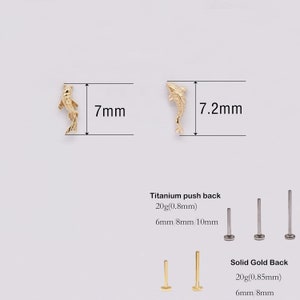 14k Solid Gold Koi Fish Cartilage Earring Tiny Tragus Stud Helix Conch piercing cute stud earring minimalist earrings flat back earring 20g zdjęcie 9