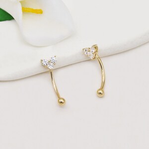 14k Solid Gold Heart Rook Earring Heart Rook Piercing Diamond Curved ...