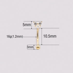 14k Solid Gold Heart Rook Earring Heart Rook Piercing Diamond Curved ...