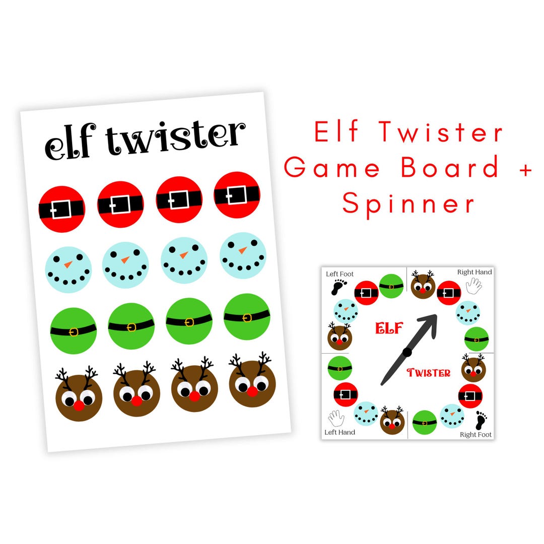 Elf Twister Game | Holiday Card & Spinner Prop - Etsy