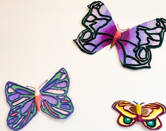 Butterfly and Moth Paper Mache Wall Hangings - Three, Custom