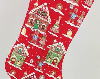 Gingerbread Christmas Stocking With Gingerbread Village