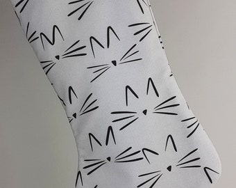 Birthday Stocking with Black and White Line Art for Cat Moms Cat Lovers and Cat Ladies