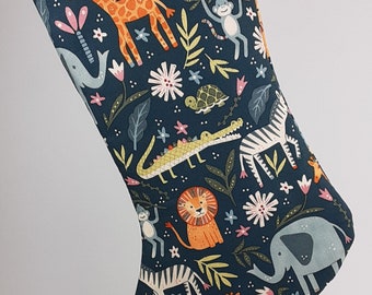 Birthday Gift Stocking with Lions, Giraffes, Elephants, Monkeys and Zebras