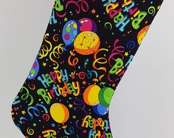 Birthday Celebration Stocking Available in Your Choice of Five Lining Colors
