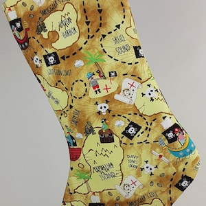 Pirate Birthday Stocking for Kids and Adults with Pirate Ships and Treasure Maps