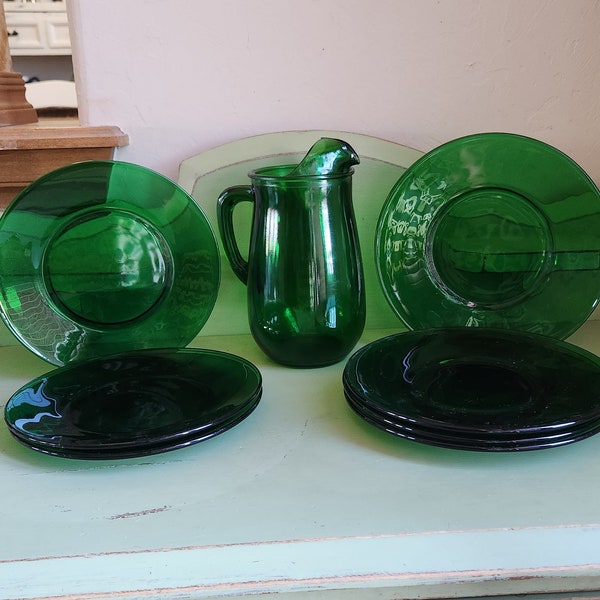 Anchor Hocking FOREST GREEN Glassware Set