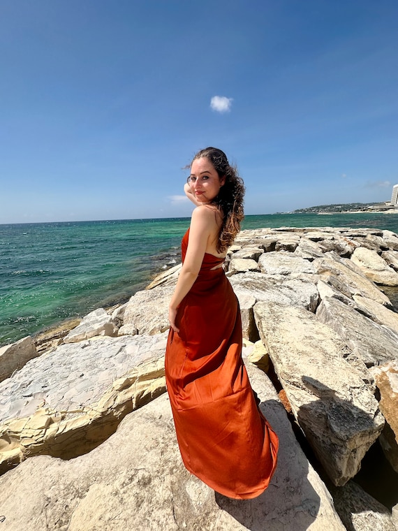 petite beach maxi dresses The Mykonos - Solid Black Linen Beach Dress main image 0