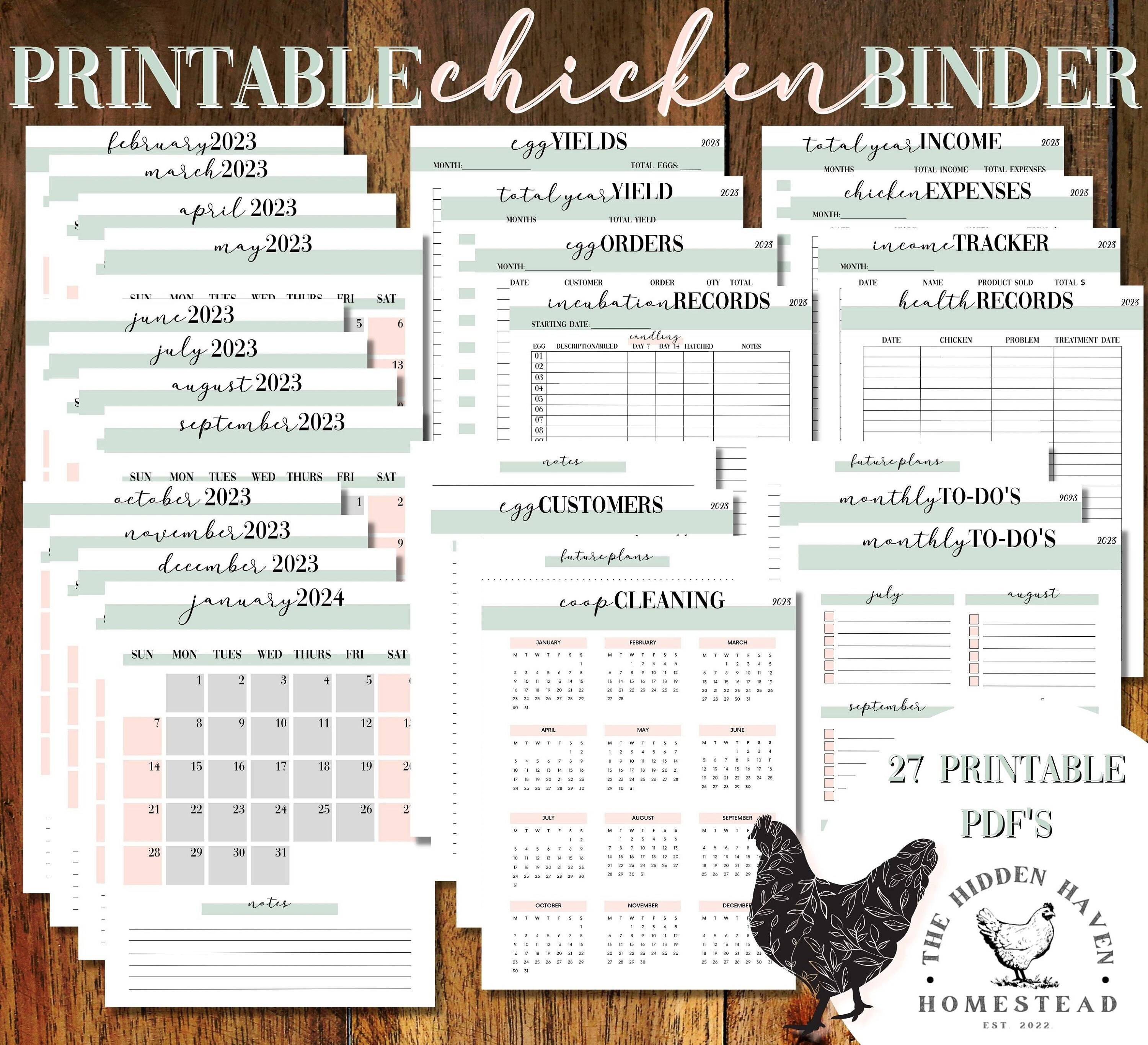 2023 Chicken Binder Chicken Planner Chicken Calendar - Etsy