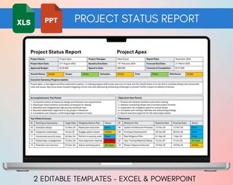 Project Status Report Template, Project Dashboard, Project Management, Project Manager Template, Project Planner, Digital Download