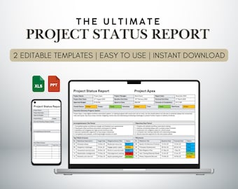Project Status Report Template, Project Dashboard, Project Management, Project Manager Template, Project Planner, Digital Download