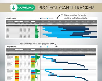 Project Gantt Chart Template | Excel Timeline & Milestone Tracker | Task Management Schedule | Project Planning Tool