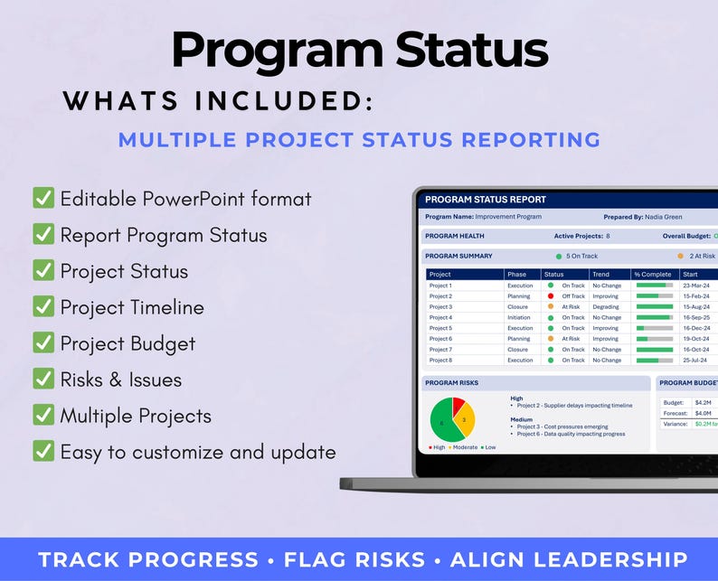 Executive Program Status Report Template | Powerpoint Programme ...