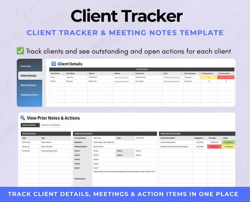 Client Notes Database Page Example Client Tracker Excel Template | Customer Management Spreadsheet ...