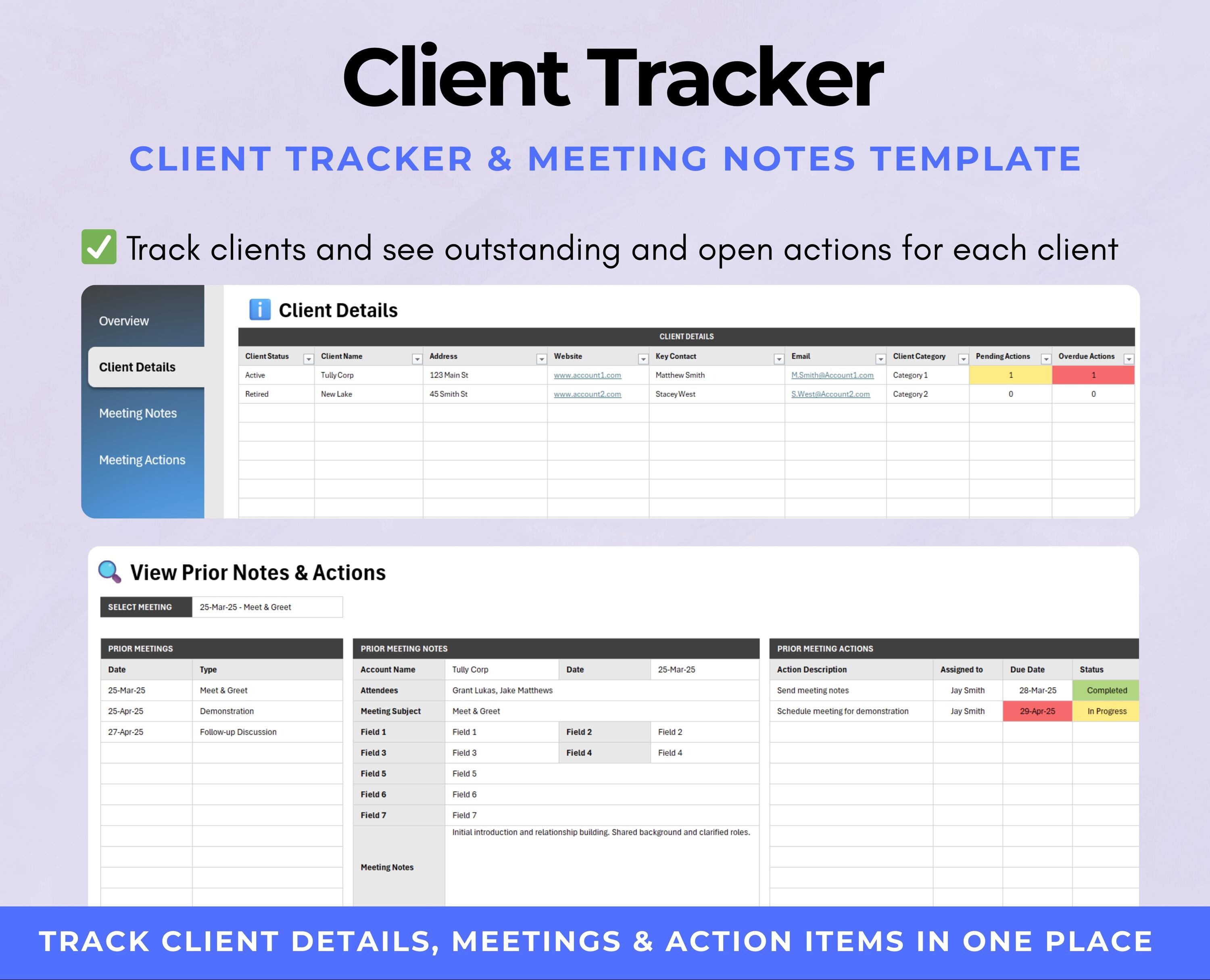 Client Tracker Excel Template | Customer Management Spreadsheet ...
