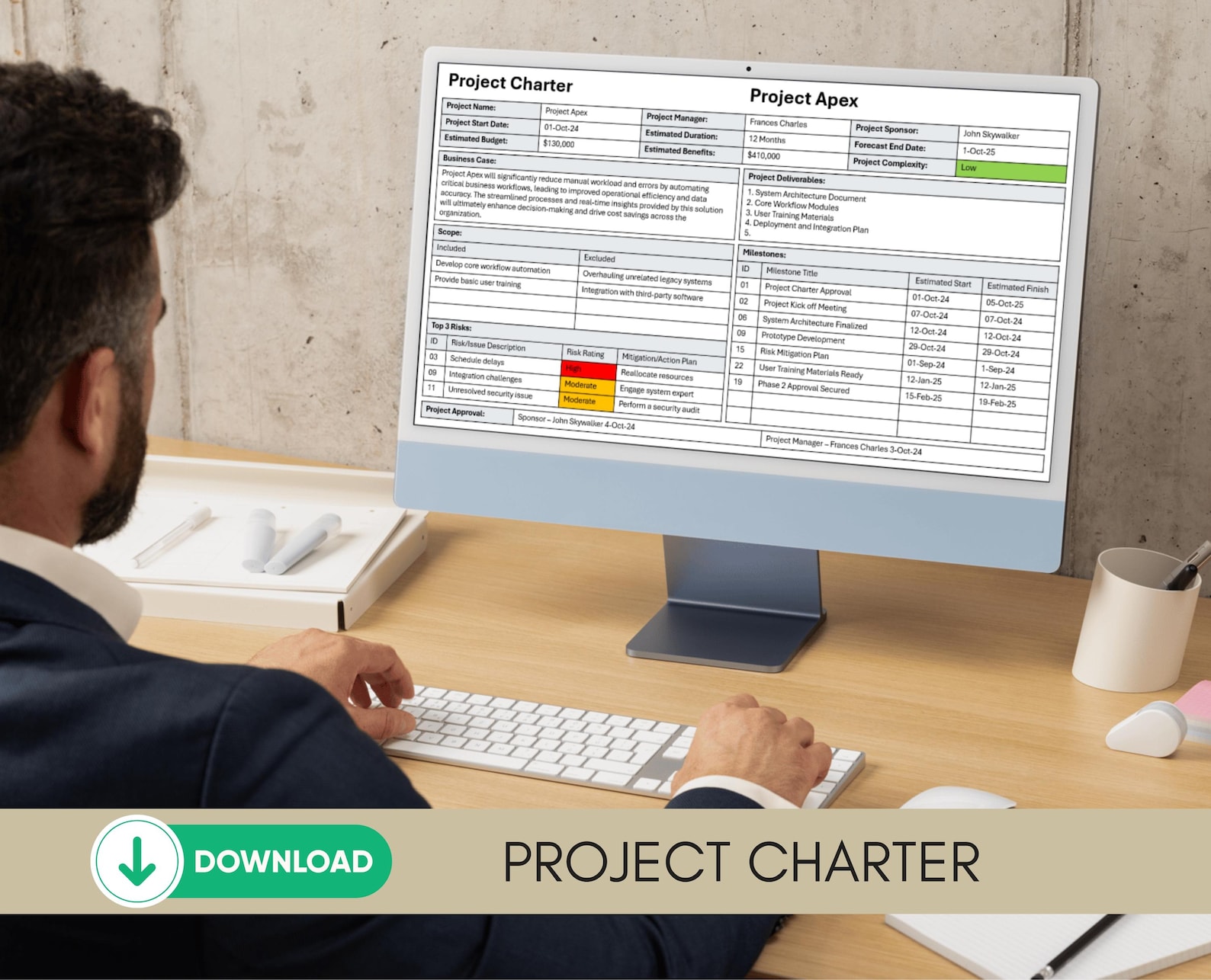 Project Charter Template | Excel & Powerpoint Project Initiation ...