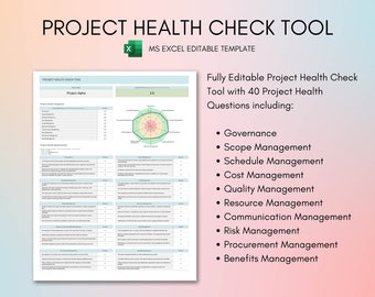 Project Health Check Tool, Project Management Template, Project Status, Project Manager Template, Project Assessment, Digital Download