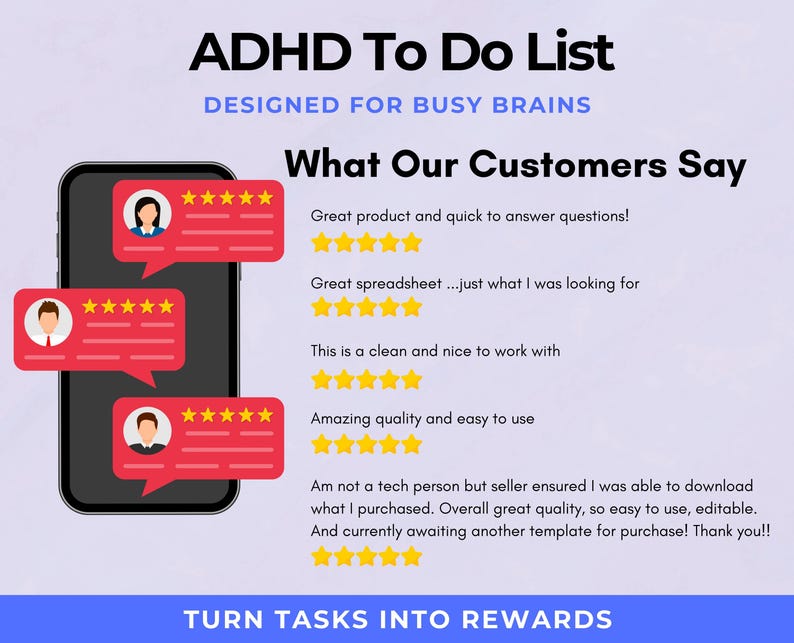 Task Reward ADHD Planner Excel | Gamified Task & Reward System | Priority Task List ...