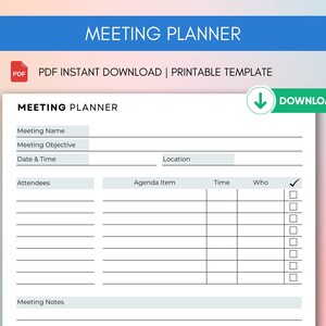 Meeting Planner Template Meeting Minutes Document PDF Download Meeting Planner Template Meeting Minutes Document PDF Download