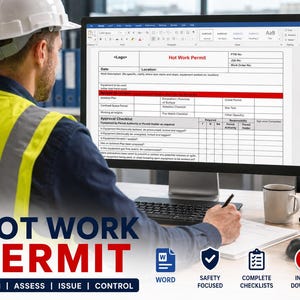 Hot Work Permit Vorlage | Sicherheit am Arbeitsplatz | BausicherheitsGenehmigung | Schweißerlaubnis Word Vorlage | WHS OHS