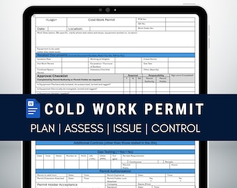 Cold Work Permit Form: Workplace Safety Template (Word Document)