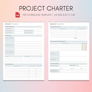 Project Charter Template, Project Initiation Document, Project Management, Project Manager Template, Project Planner, Digital Download