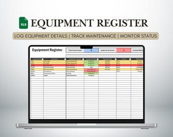 Ausstattung Register Vorlage | Google Sheets Ressourcen Tracking | Wartungs- & Prüfungsregister