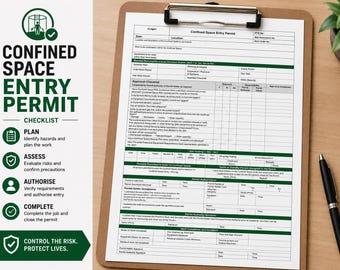 Confined Space Access Permit Form: Workplace Safety Template (Word Document)