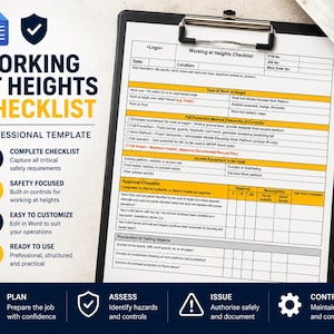 Working at Heights Permit Template | Operations Safety Permit | Height Work Inspection Form