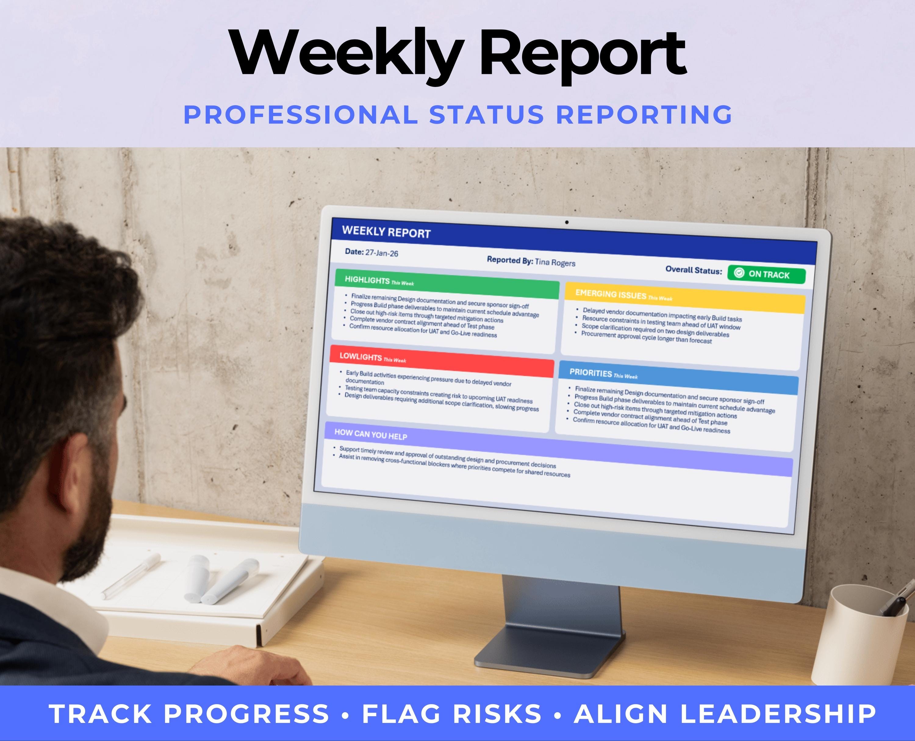 Executive Weekly Status Report Template | Powerpoint Executive Update ...