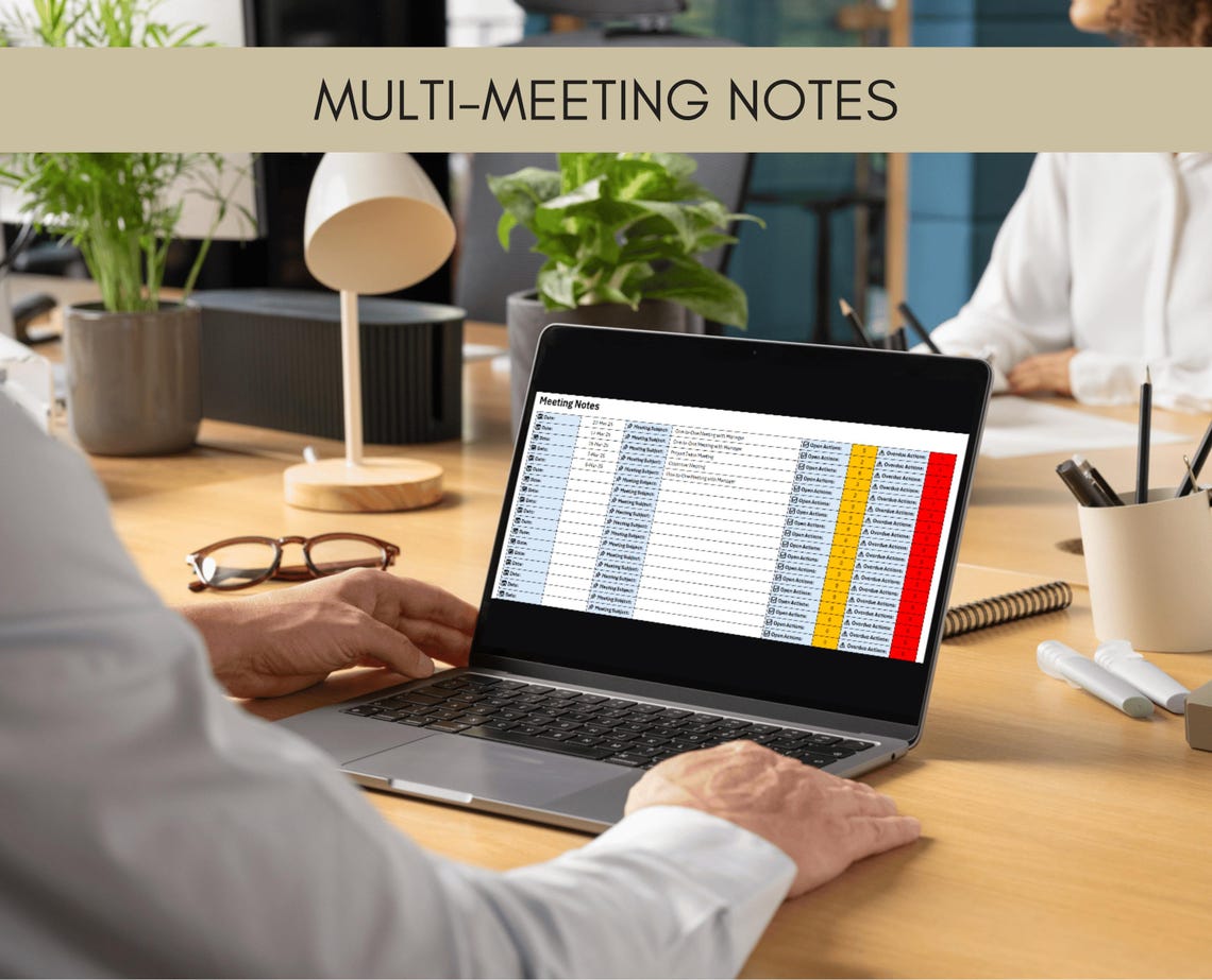 Meeting Agenda & Notes Template | Excel Template | Multi Meeting Action ...