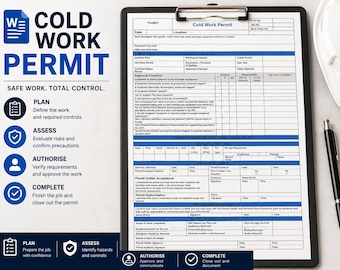 Cold Work Permit Form: Workplace Safety Template (Word Document)