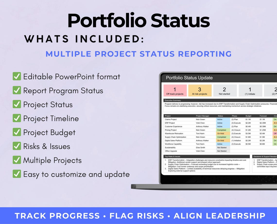 Executive Project Portfolio Status Report Template | Powerpoint Program ...