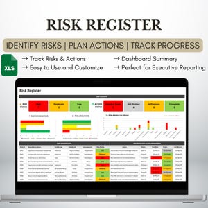 Risk Register | Excel Risk Register | Action Tracking | Project Risk Management | Risk Monitoring Tool | Risk Tracker Action Planning