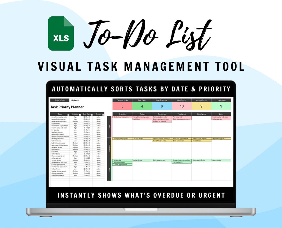 Excel Task Priority Planner Template | To-do List & Productivity ...