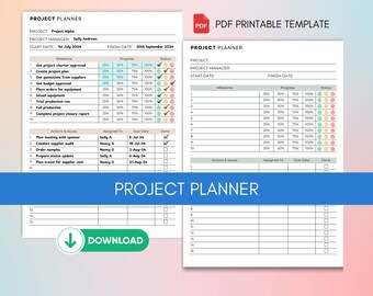 Project Planner Template, Project Management Document PDF Download ...