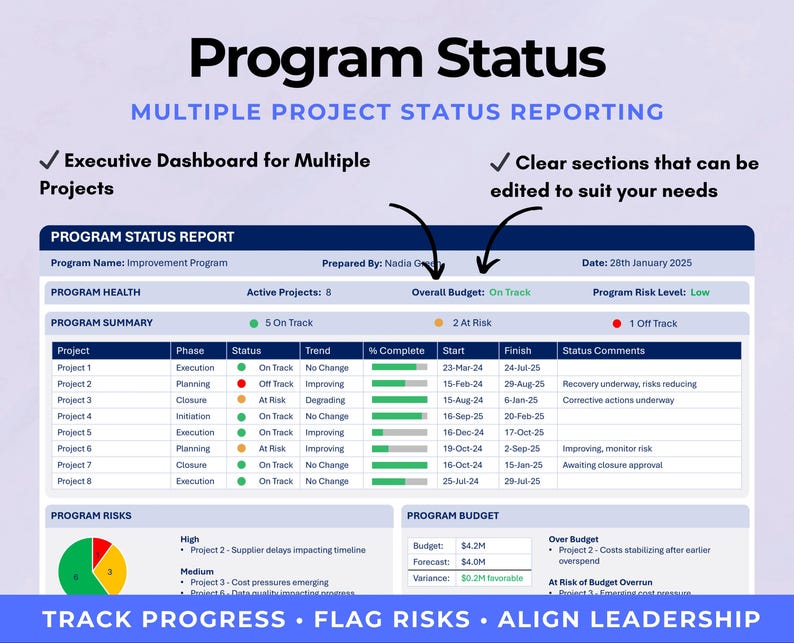 Executive Program Status Report Template | Powerpoint Programme ...